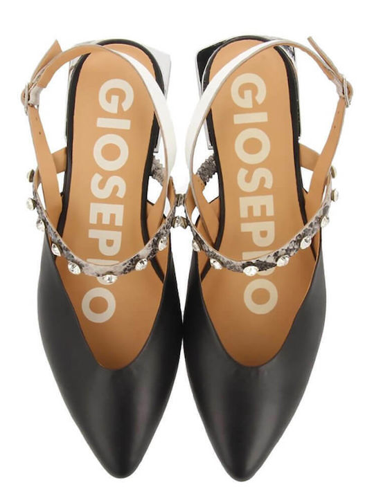Δερμάτινες Γυναικείες Μπαλαρίνες Slingback σε Μαύρο Χρώμα