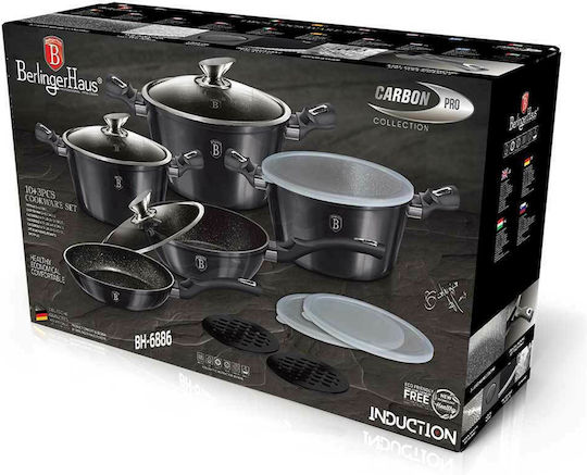 Berlinger Haus Metallic Line Σετ Μαγειρικά Σκεύη από Αλουμίνιο Carbon Pro με Αντικολλητική Επίστρωση 5 τεμαχιών