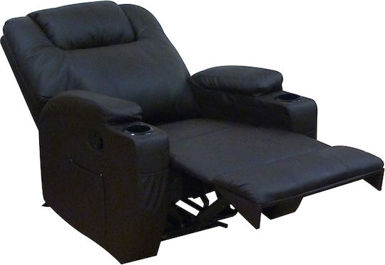 Vera Relaxsessel Friseurwaschbecken mit Fußhocker aus Kunstleder Black Velvet-Black Metal 84x93x104cm
