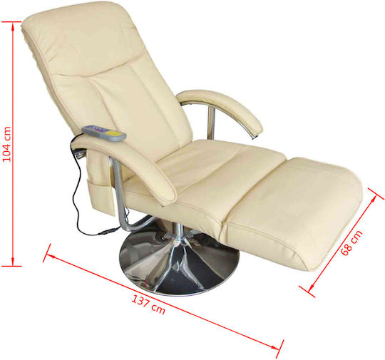 Relax Armchair Massage with Footstool from Leatherette Beige 89x68x112cm