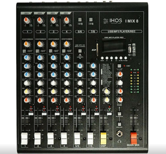 Ihos I MIX8 Αναλογική Κονσόλα 8 Καναλιών / 4 Εισόδους XLR & Bluetooth