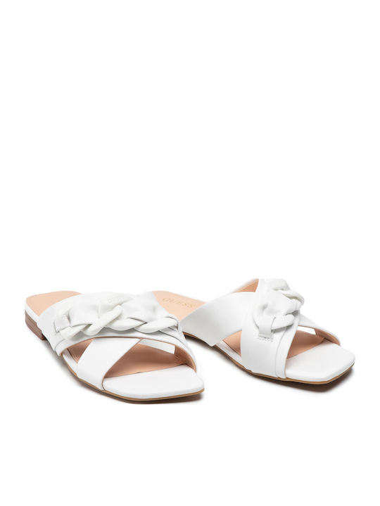 Sameya Leather Women's Flat Sandals in White Color