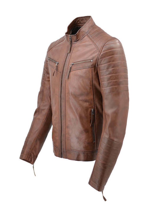 Leather 100 Men's Jacket CODE: 14-M-BRUNO (COGNAC)