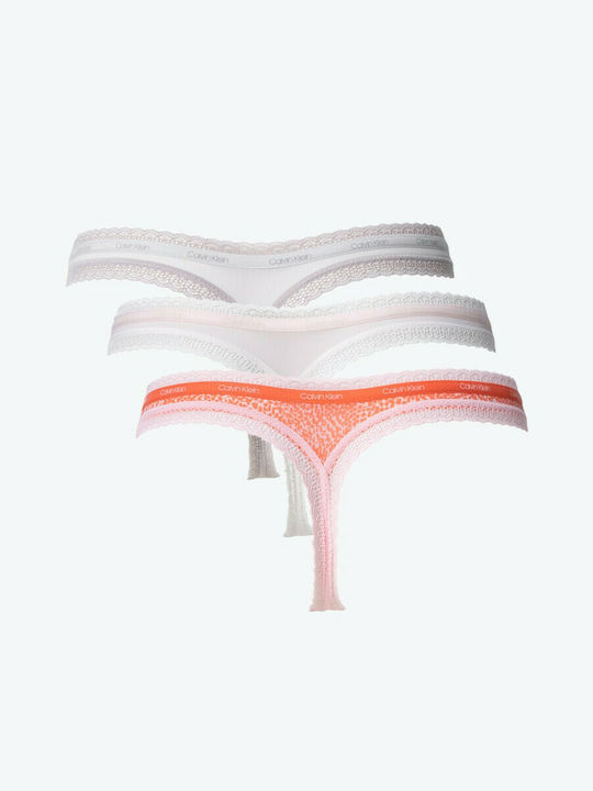 Calvin Klein Γυναικεία String 3Pack με Δαντέλα Multi