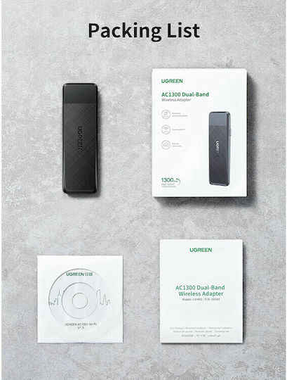 Ugreen CM492 USB Network Adapter with Wireless Wi-Fi Connection 1300Mbps