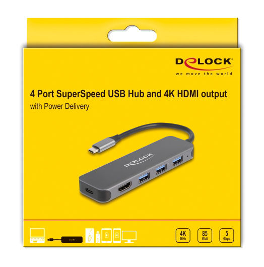 DeLock USB-C Stație de andocare cu HDMI 4K PD Gri (64171)