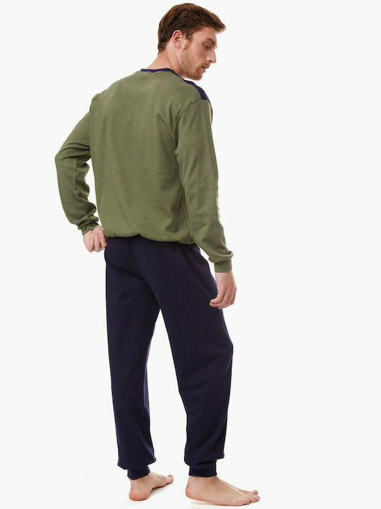 Minerva 90-70959 Men's Winter Cotton Pajamas Set Green