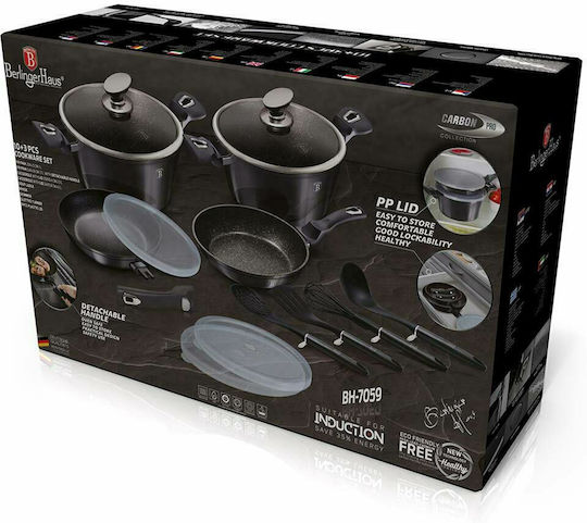 Berlinger Haus Metallic Line Kochgeschirr-Set aus Aluminium Carbon Pro mit Steinbeschichtung 4-teilig