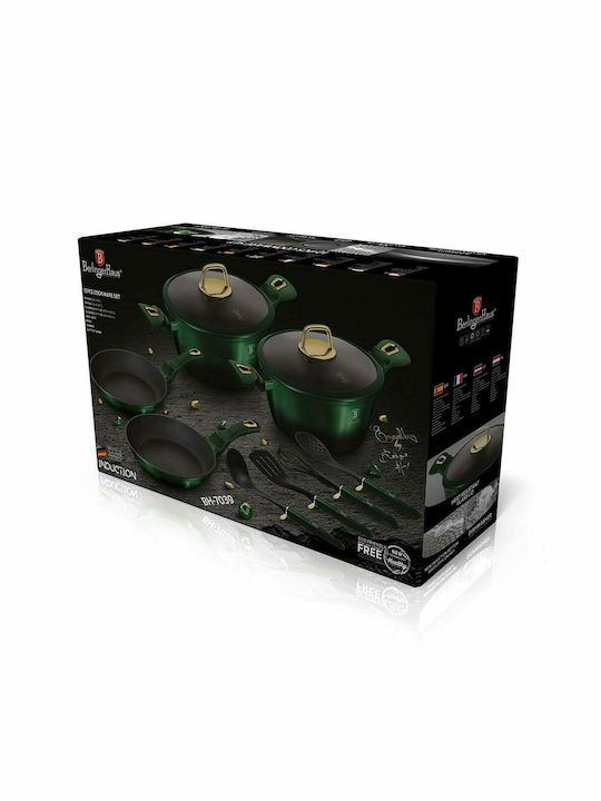 Berlinger Haus Metallic Line Cookware Set from Aluminum Emerald Collection with Non-stick Interior Coating 4 Pieces