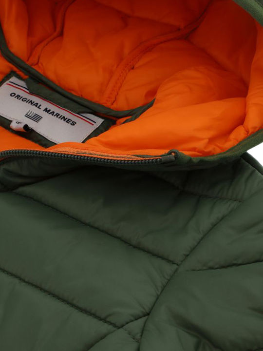 Kids' Quilted Jacket Short with Hood Green