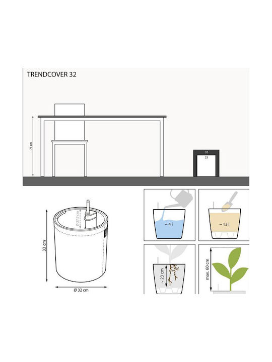 Lechuza Trendcover Cork Self-watering Pot Plastic Light Natural 32x32x33cm.