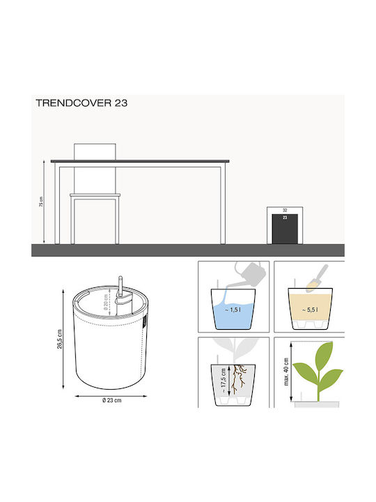 Lechuza Trendcover Cork Self-watering Pot Plastic Light Natural 23x23x26.5cm.