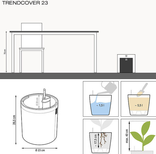 Lechuza Trendcover Cork Αυτοποτιζόμενη Γλάστρα Πλαστική Light Natural 23x23x26.5εκ.