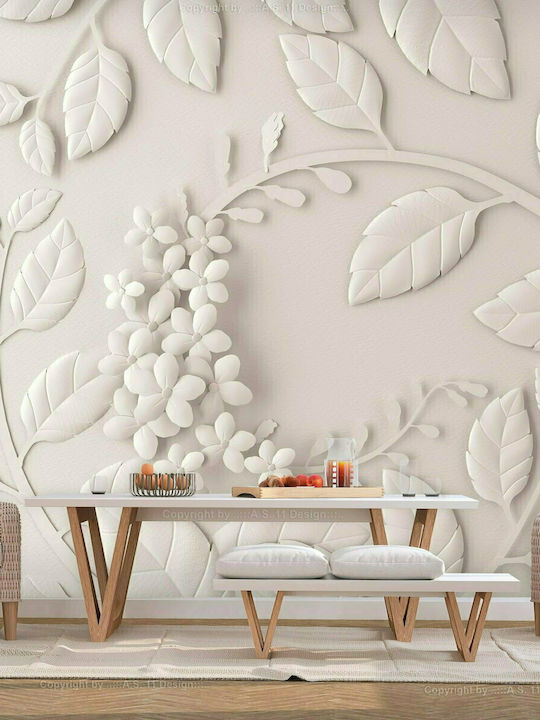 Fototapet de Perete 250x175cm Paper Flowers Cream Tesatura