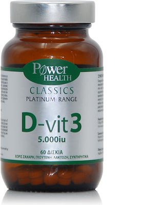 Power Health Platinum Range D-Vit 3 Βιταμίνη για Ανοσοποιητικό 5000iu 60 ταμπλέτες