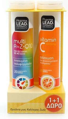 Pharmalead Multi+ A-Z & Q10 & Vitamin C 550mg Multivitamin für Energie Multiflavoured - Vielfältig 40 Registerkarten