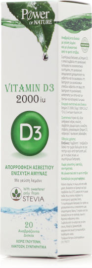 Power Of Nature Vitamin D3 Vitamin for Immune System Boost & Bone Health 2000iu Lemon 20 eff. tabs