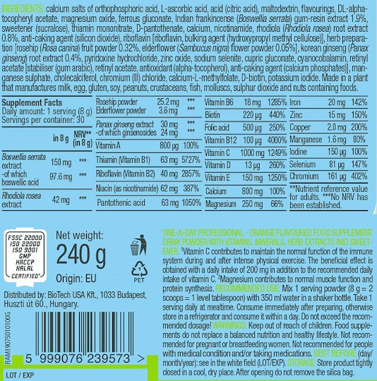 Biotech USA One-A-Day Multivitamin für Energie, Stärkung des Immunsystems & die Haare Orange 240gr
