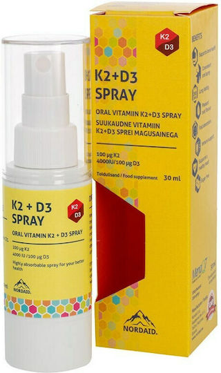 Nordaid K2 + D3 Vitamin Spray for Immune System Boost & Bone Health 30ml