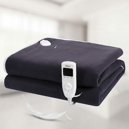 Zilan Pătură Electrică Single Pătură Electrică și Protecție Saltea Pătură de Purtat Cu Temporizator Neagră 60W 80x150cm
