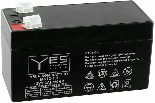 Yes Power MK12-1.3 Μπαταρία UPS με Χωρητικότητα 1.3Ah και Τάση 12V