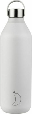 Chilly's Series 2 Bottle Thermos Stainless Steel BPA Free White 1lt with Loop 222106