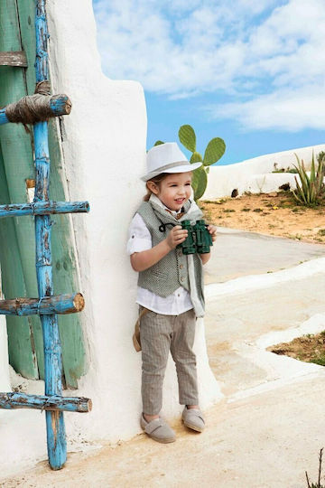 Baby Bloom Boys Linen Baptism Suit with Vest 7pcs Khaki .6970