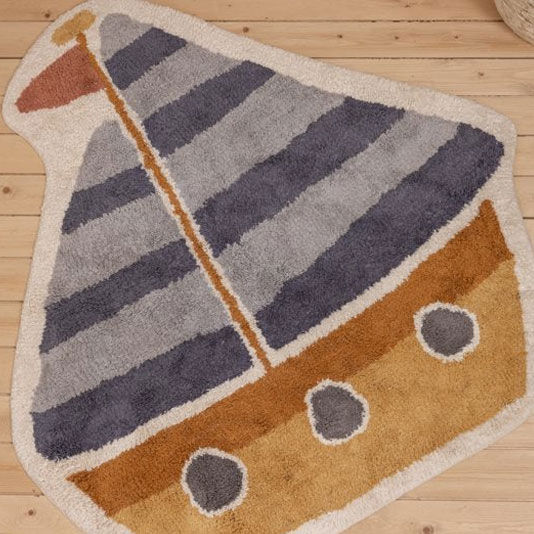 Little Dutch Boat Παιδικό Χαλί Βαμβακερό Blue 105x120cm