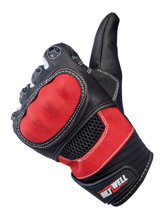 Biltwell Bridgeport Summer Men's Motorcycle Gloves Red/Black