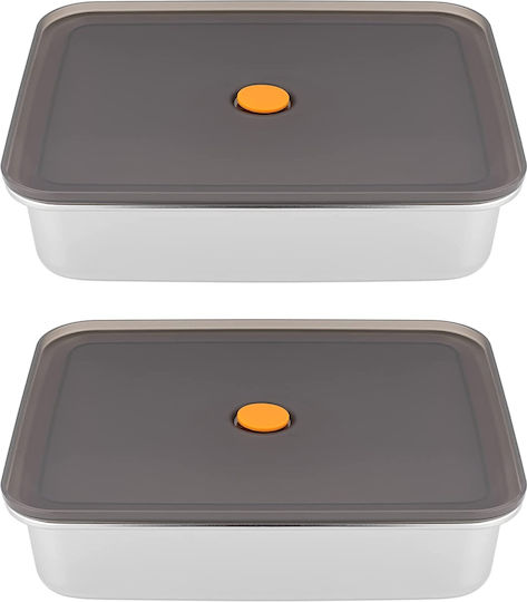 Navaris Lunchbox Inox Gray 23.5x19cm 2Stück