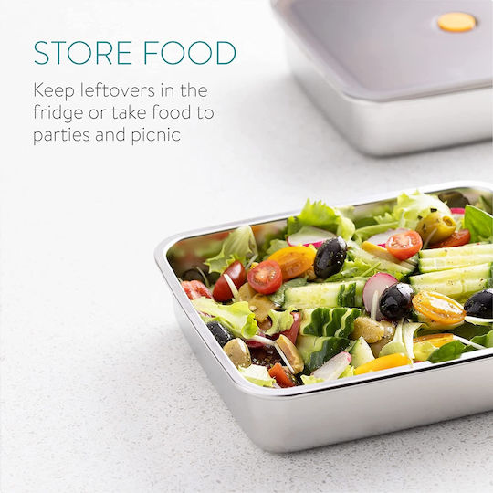 Navaris Lunchbox Inox Gray 23.5x19cm 2Stück