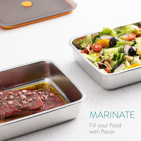 Navaris Lunchbox Inox Gray 23.5x19cm 2Stück