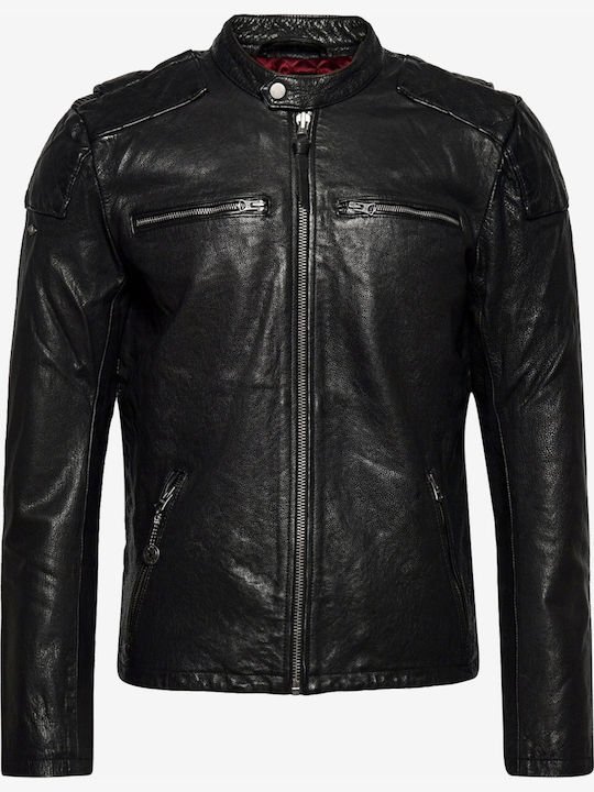 Moto Racer Lederjacke Winter Jacke Biker Schwarz