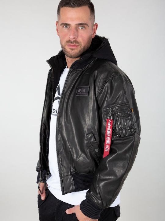 MA-1 Flight Winter Faux Leather Jacket Black