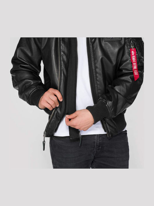 MA-1 Flight Winter Faux Leather Jacket Black