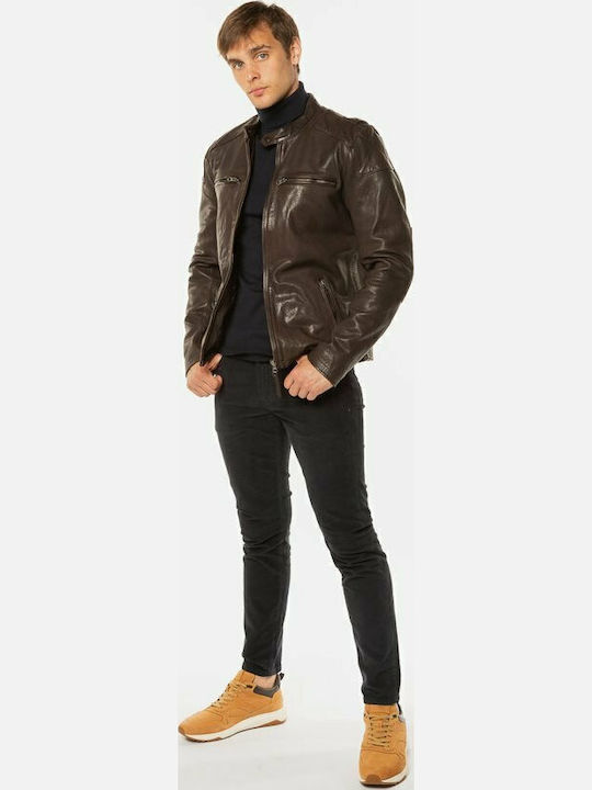 Moto Racer Lederjacke Jacke Biker Chocolate