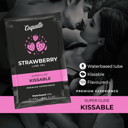 Coquette Water-Based Kissable Lube Gel Strawberry Water-Based Gel Lubricant 10ml