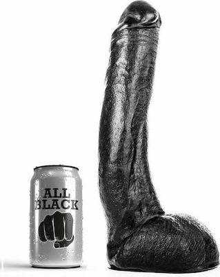 All Black Freddie Ρεαλιστικό Dildo με Όρχεις Μαύρο 29cm