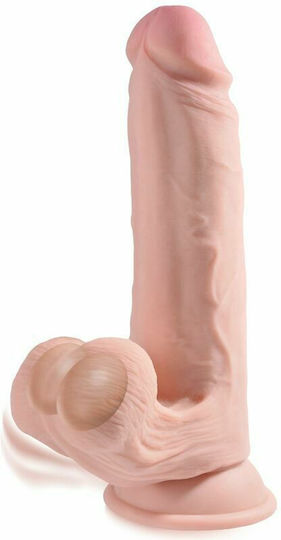 King Cock Triple Density Ρεαλιστικό Dildo με Όρχεις και Βεντούζα Flesh 15cm