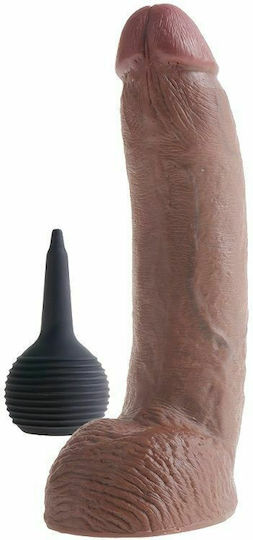 Pipedream King Cock Glass Dildo with Balls and Ejaculating Capability Brown 23cm