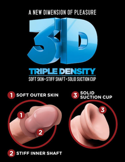 King Cock Triple Density Ρεαλιστικό Dildo με Βεντούζα Light 15cm