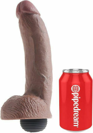 Pipedream King Cock Glass Dildo with Balls and Ejaculating Capability Brown 23cm