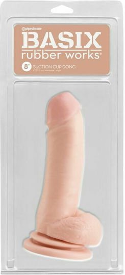Basix Rubber Works Ρεαλιστικό Dildo με Όρχεις και Βεντούζα Light 20cm