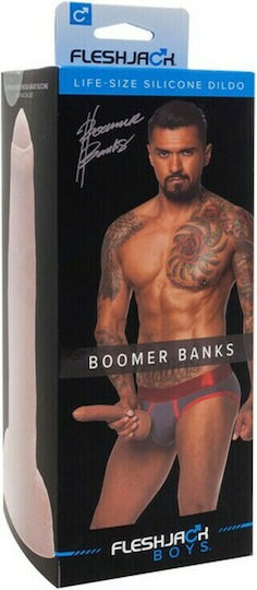 Fleshlight Boomer Banks Dildo Glass Dildo with Scrotum Flesh 23cm