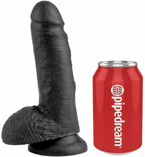 Pipedream Balls Ρεαλιστικό Dildo με Όρχεις και Βεντούζα Black 18cm