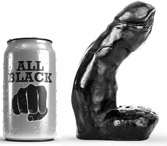 All Black Ρεαλιστικό Dildo με Όρχεις Μαύρο 15cm