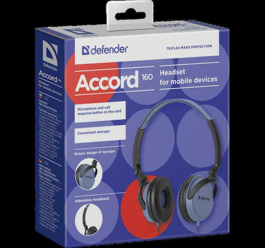Defender Accord 160 Ενσύρματα On Ear Ακουστικά Μαύρα / Μπλε
