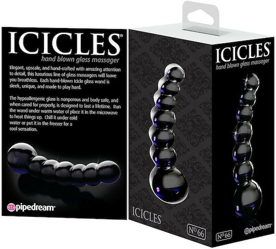 Icicles Icicles No.66 Γυάλινο Dildo Black 12cm