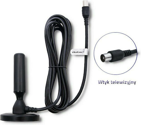 Qoltec 57016 DVB-T2 57016 Indoor TV Antenna (Does not Require Power Supply) Black