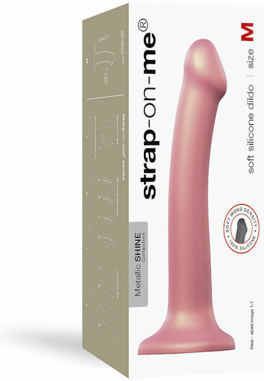 Strap On Me Mono Density Metalic Shine Dildo Medium Ρεαλιστικό Dildo με Βεντούζα Blue 18cm